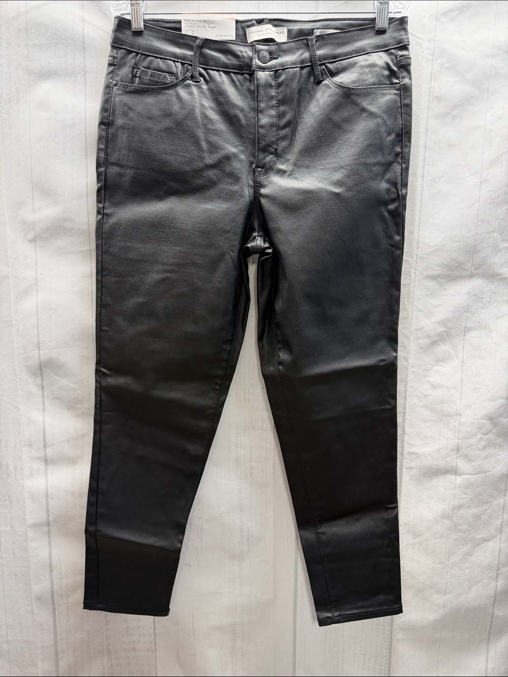 Social Standard by Sanctuary NWT Black Coated Ankle Skinny Pants Size 12